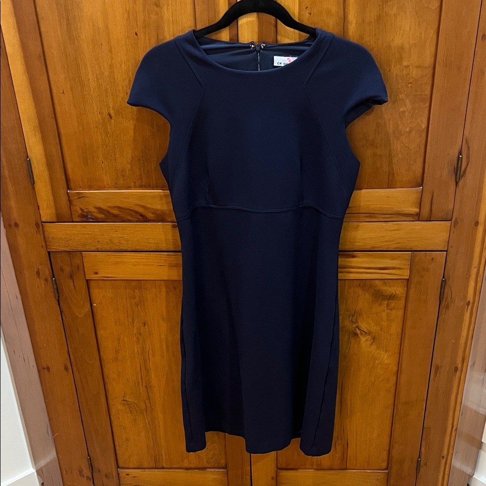 CK Bradley Chic Navy Blue Cap Sleeve Dress, Size M New Condition